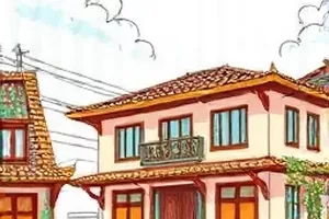 山海食堂：山海经异兽围坐长桌吃面的美食奇幻漫画封面
